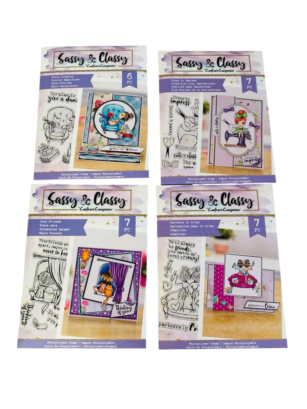 Lot Of 4 Sassy & Classy Crafters Companion Photopolymer Stamp Sets